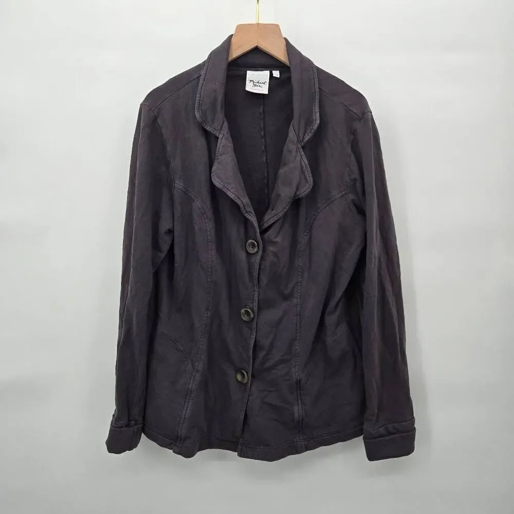 Michael Stars Cotton Jacket Top Women’s One Size Gray Button Front Casual Made U